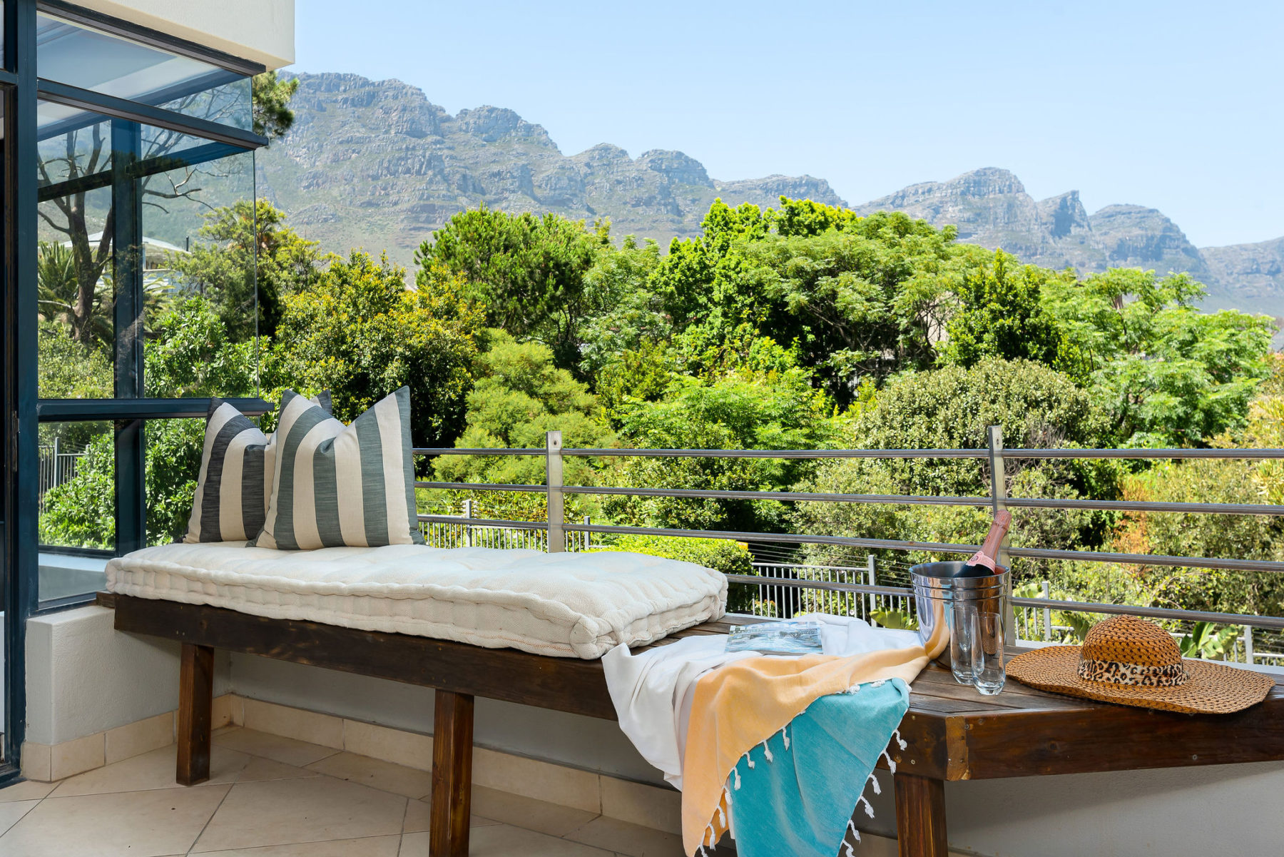 BBQ patio with mountain views