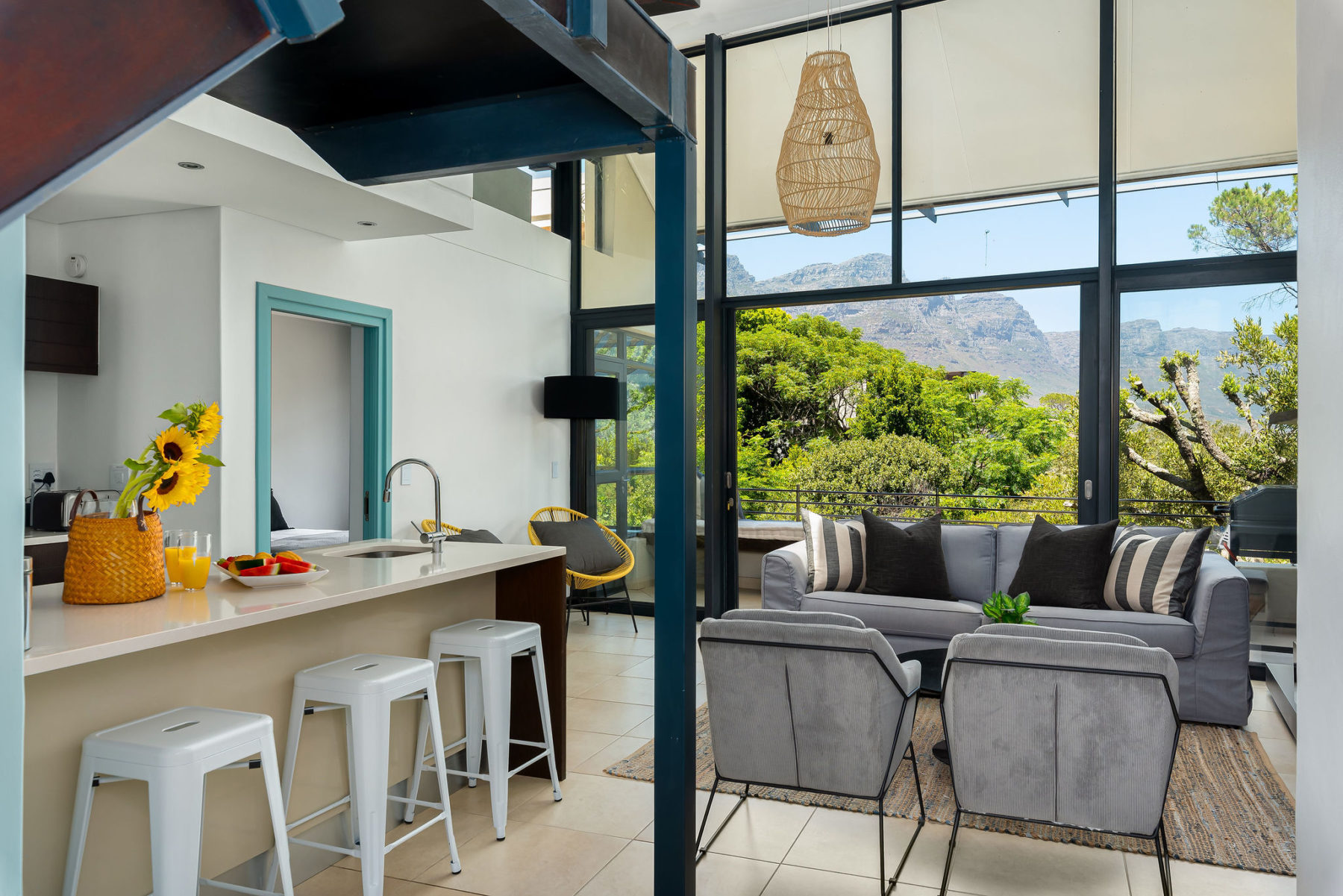 Living room and kitchen area